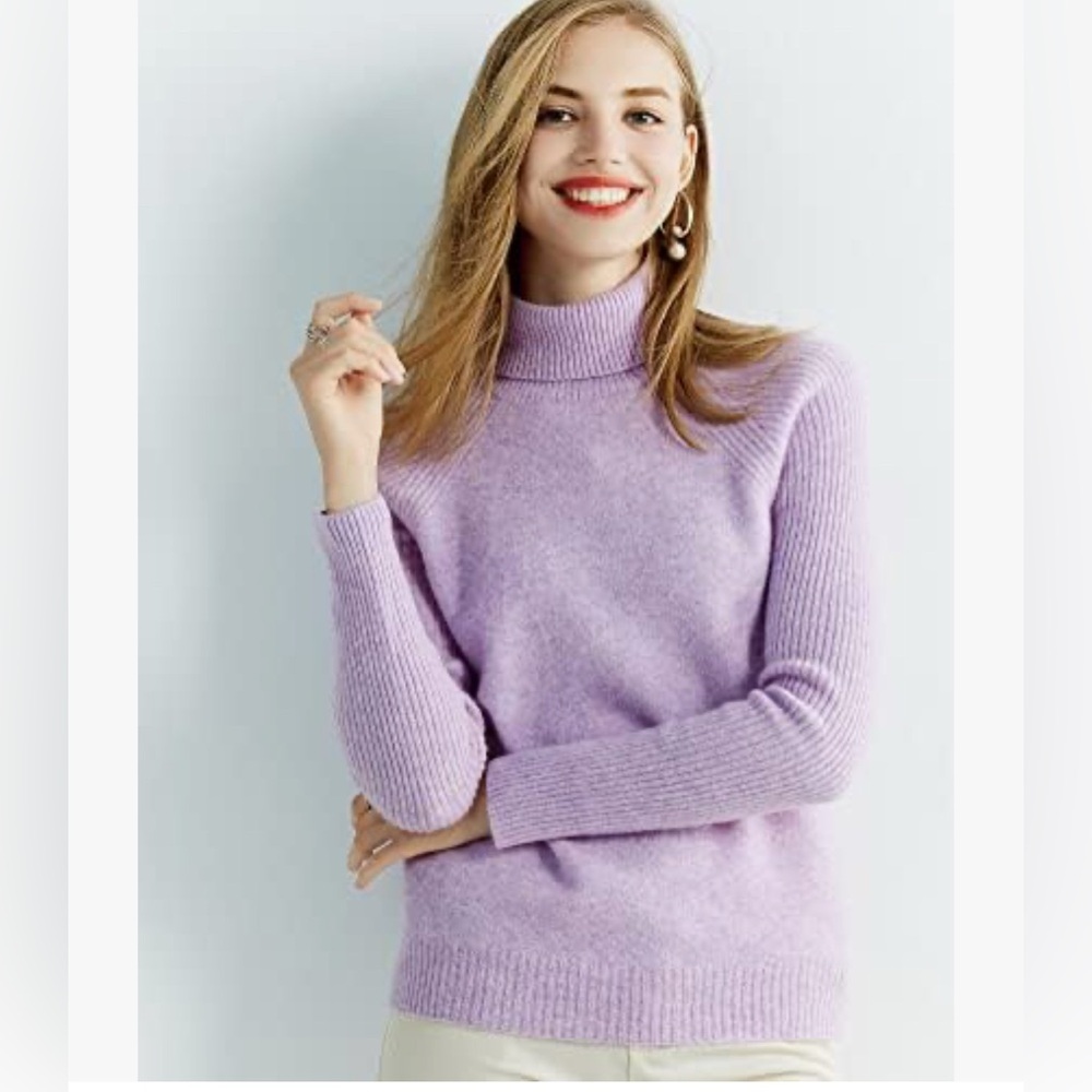Liny Xin women’s Pullover sweater purple lavender lilac sz XS 100% merino wool